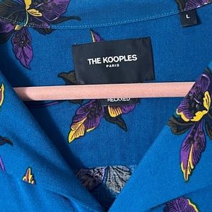 The Kooples: Blue Hawaiian-collar shirt with floral print